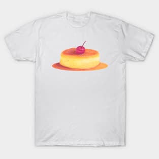 Pop art  watercolor Illustration Caramel flan, vanilla custard T-Shirt